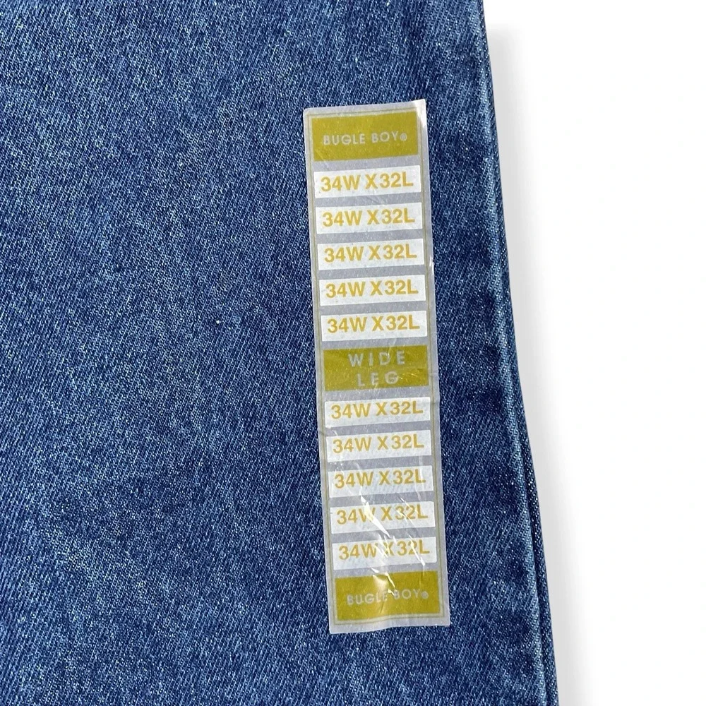 Bugle Boy Jeans Men 34x32 Blue Wide Leg Loose‎ Fit 765 Deadstock VTG 90s NWT